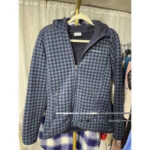 Columbia Fleece Jacket Women's Med Full Zip Hooded Soft Sherpa Lined Navy